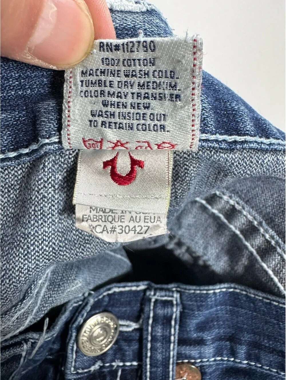 True Religion Joey Super T Jeans Mens 34x30 Bootcut Dark Wash USA Y2K Hemmed